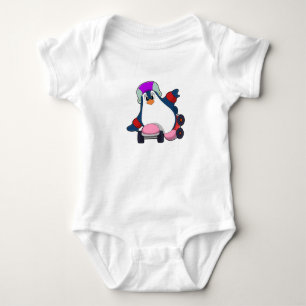 Penguin as Inline Skater with Inline Skates Baby Bodysuit