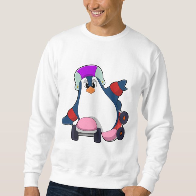 Penguin as Inline Skater with Inline Skates Sweatshirt (Front)