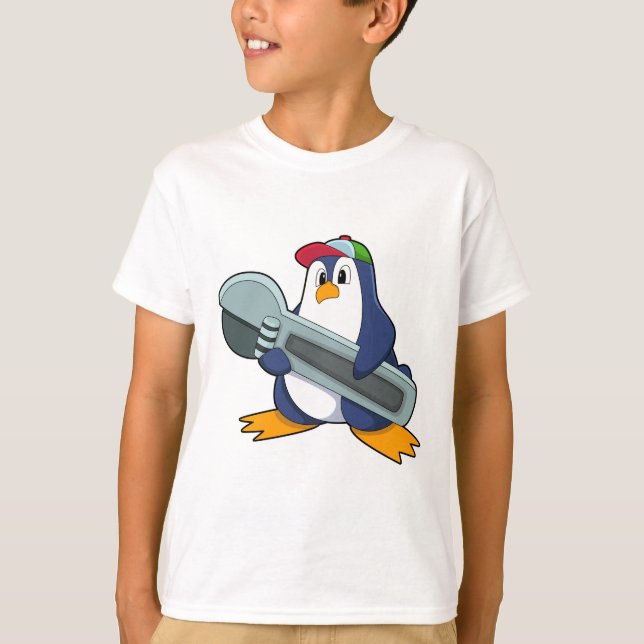 Penguin as Mechaic with Tool T-Shirt (Front)
