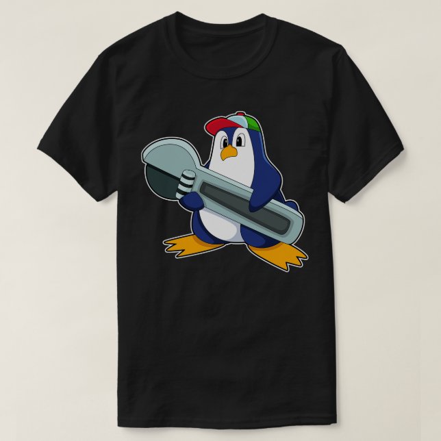 Penguin as Mechaic with Tool T-Shirt (Design Front)