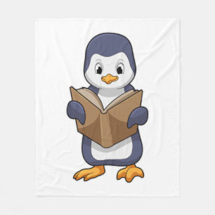Penguin as Nerd with Book Fleece Blanket
