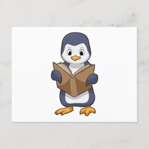 Penguin as Nerd with Book Postcard