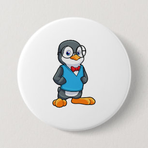 Penguin as Nerd with Glasses 3 Inch Round Button