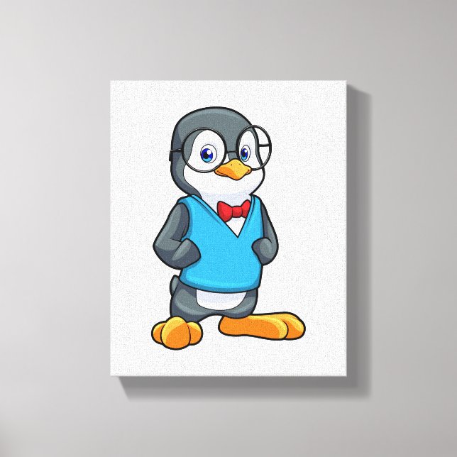 Penguin as Nerd with Glasses Canvas Print (Front)