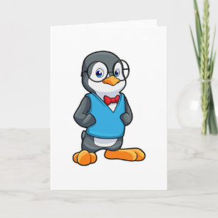 Penguin as Nerd with Glasses Card