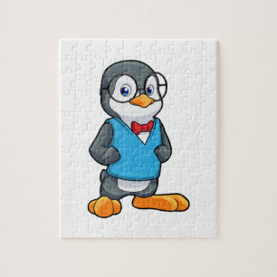 Penguin as Nerd with Glasses Jigsaw Puzzle