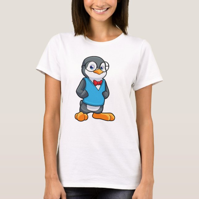 Penguin as Nerd with Glasses T-Shirt (Front)