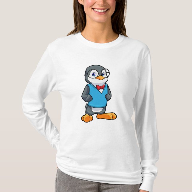 Penguin as Nerd with Glasses T-Shirt (Front)
