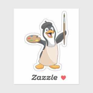 Penguin as Painter with Paint brush & Colour