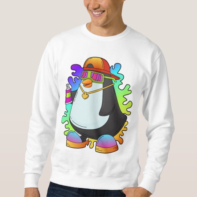 Penguin as Painter with Spray Sweatshirt (Front)