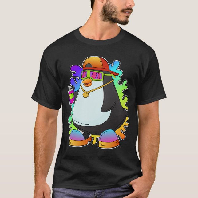 Penguin as Painter with Spray T-Shirt (Front)
