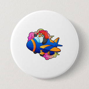 Penguin as Pilot with Plane 3 Inch Round Button
