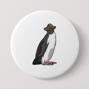 Penguin as Pirate with Hat 3 Inch Round Button