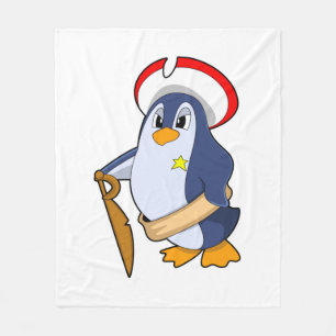 Penguin as Pirate with Hat Fleece Blanket