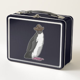 Penguin as Pirate with Hat Metal Lunch Box