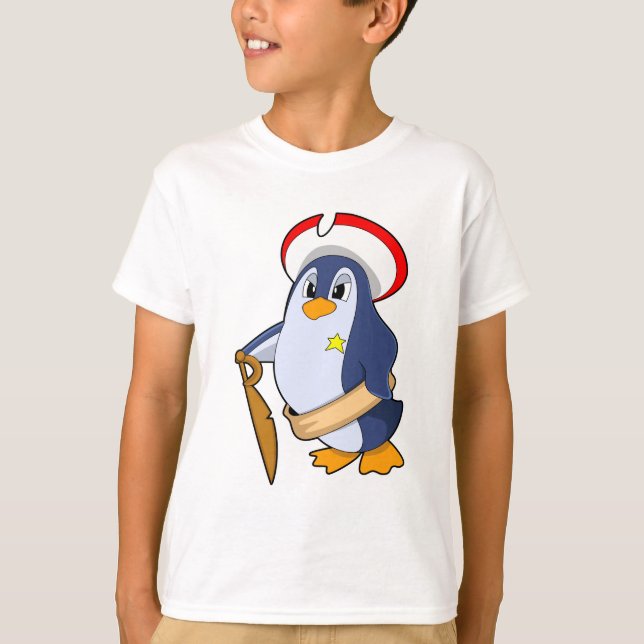 Penguin as Pirate with Hat T-Shirt (Front)