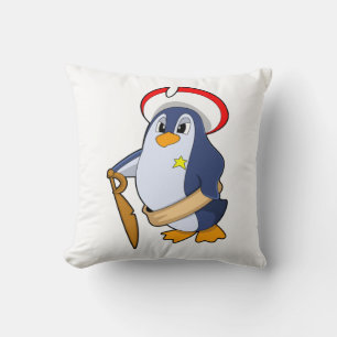 Penguin as Pirate with Hat Throw Pillow