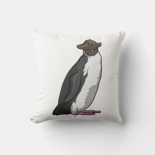 Penguin as Pirate with Hat Throw Pillow