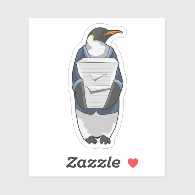 Penguin as Secretary with Stack of paper (Sheet)