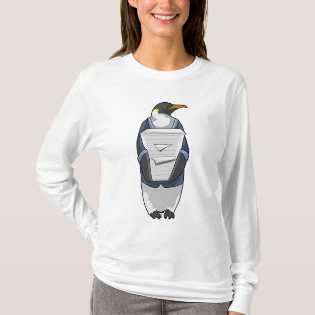 Penguin as Secretary with Stack of paper T-Shirt (Front)