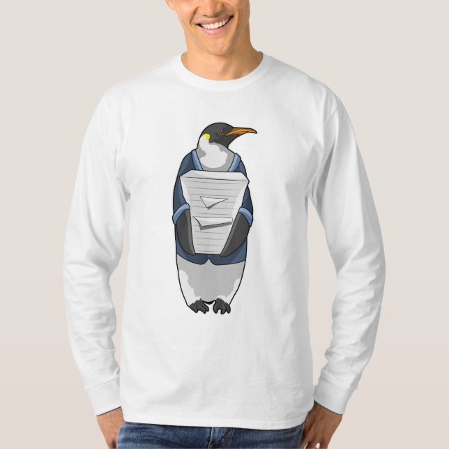 Penguin as Secretary with Stack of paper T-Shirt (Front)