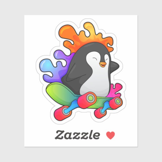 Penguin as Skater with Skateboard (Sheet)