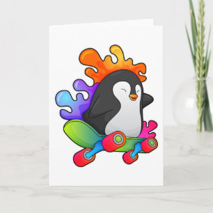 Penguin as Skater with Skateboard Card