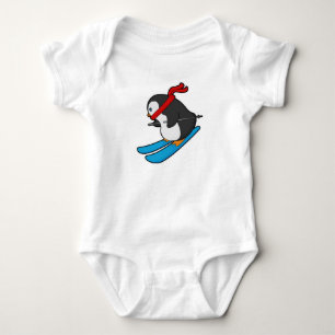 Penguin as Skier with Ski Baby Bodysuit