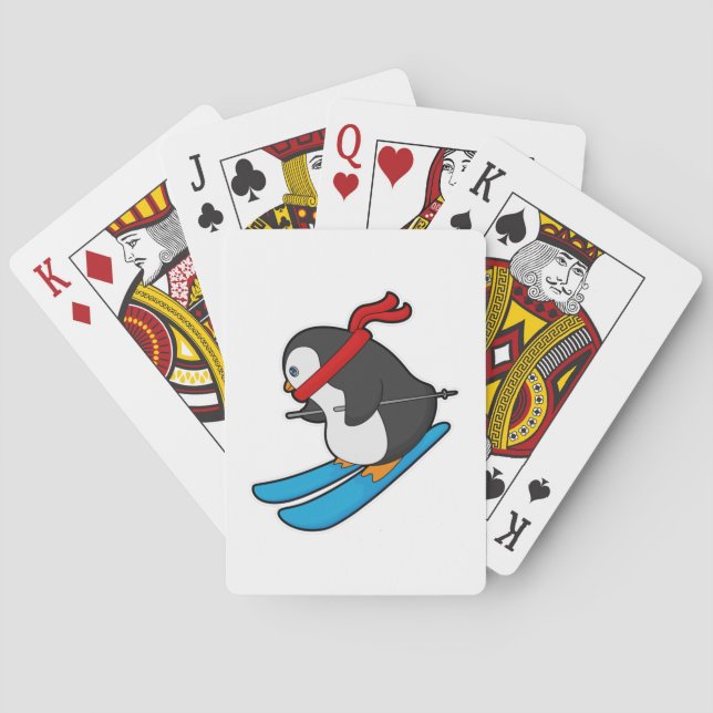 Penguin as Skier with Ski Playing Cards (Back)