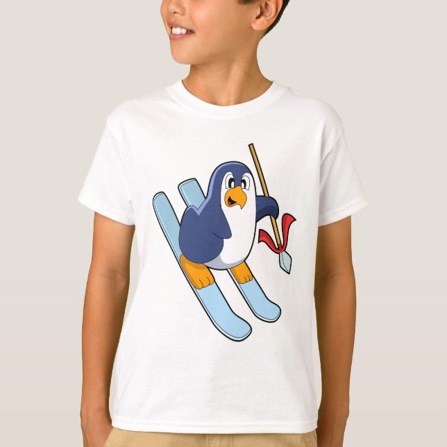 Penguin as Skier with Ski T-Shirt (Front)