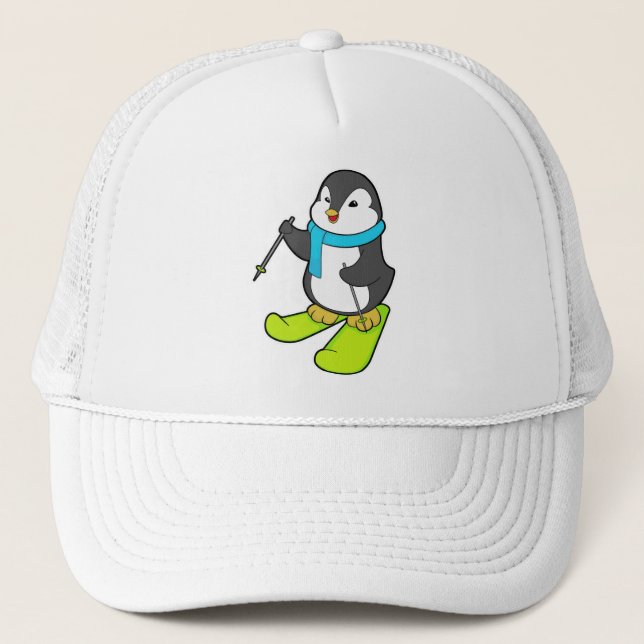 Penguin as Skier with Ski Trucker Hat (Front)