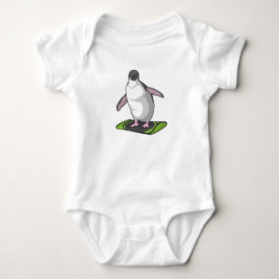 Penguin as Snowboarder with Snowboard Baby Bodysuit