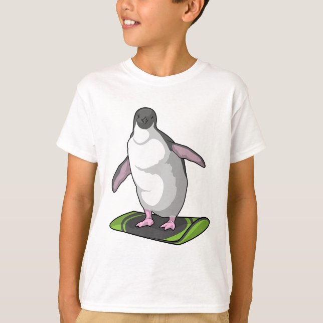 Penguin as Snowboarder with Snowboard T-Shirt (Front)
