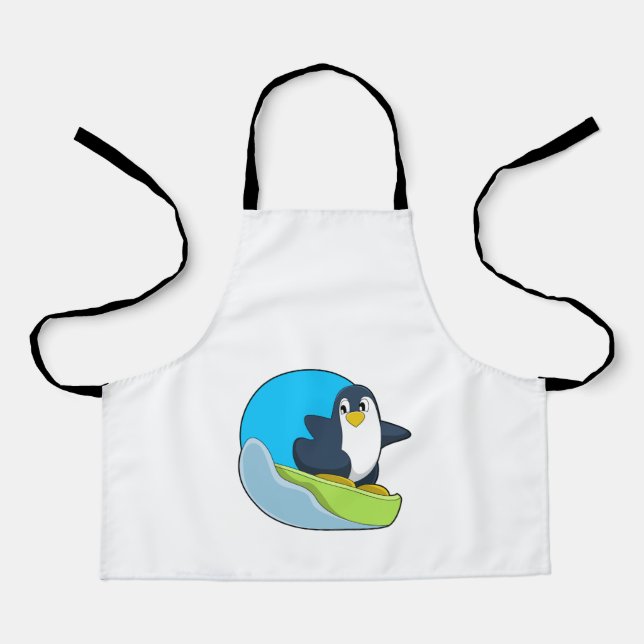 Penguin as Snowboarder with Sonowboard.PNG Apron (Front)