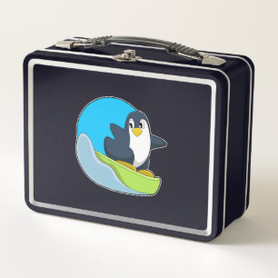 Penguin as Snowboarder with Sonowboard.PNG Metal Lunch Box