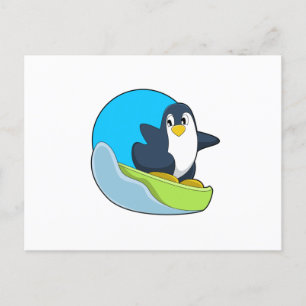 Penguin as Snowboarder with Sonowboard.PNG Postcard