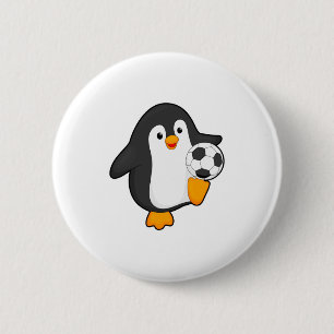 Penguin As Soccer Player With Soccer Ball T Shirt  2 Inch Round Button