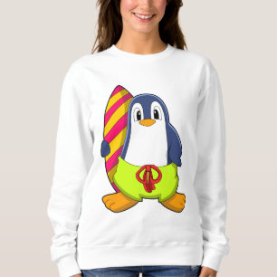 Penguin as Surfer with Surfboard Sweatshirt
