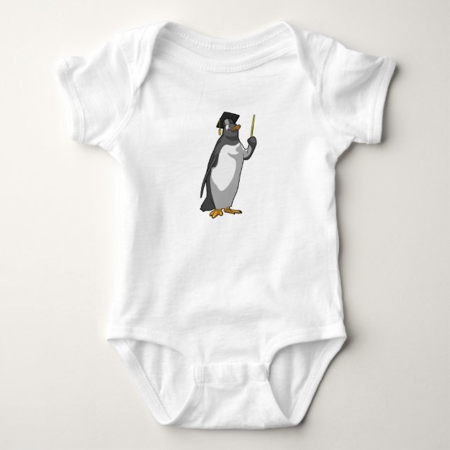 Penguin as Teacher with Pointer Baby Bodysuit (Front)