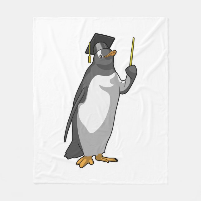Penguin as Teacher with Pointer Fleece Blanket (Front)