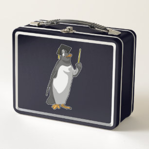 Penguin as Teacher with Pointer Metal Lunch Box