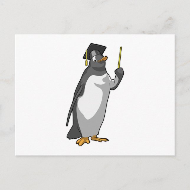 Penguin as Teacher with Pointer Postcard (Front)