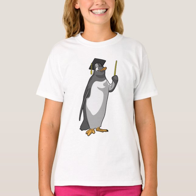 Penguin as Teacher with Pointer T-Shirt (Front)