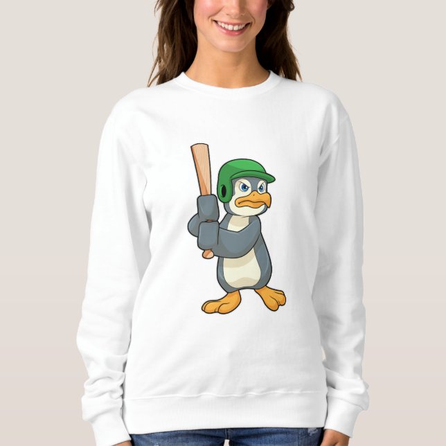Penguin at Baseball with Baseball bat & Helmet Sweatshirt (Front)