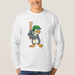 Penguin at Baseball with Baseball bat & Helmet T-Shirt