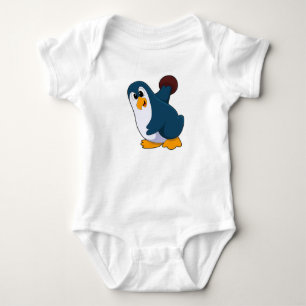 Penguin at Bowling with Bowling ball Baby Bodysuit
