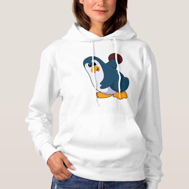 Penguin at Bowling with Bowling ball Hoodie (Front)
