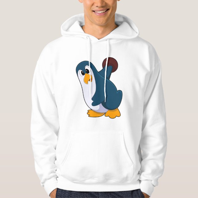 Penguin at Bowling with Bowling ball Hoodie (Front)
