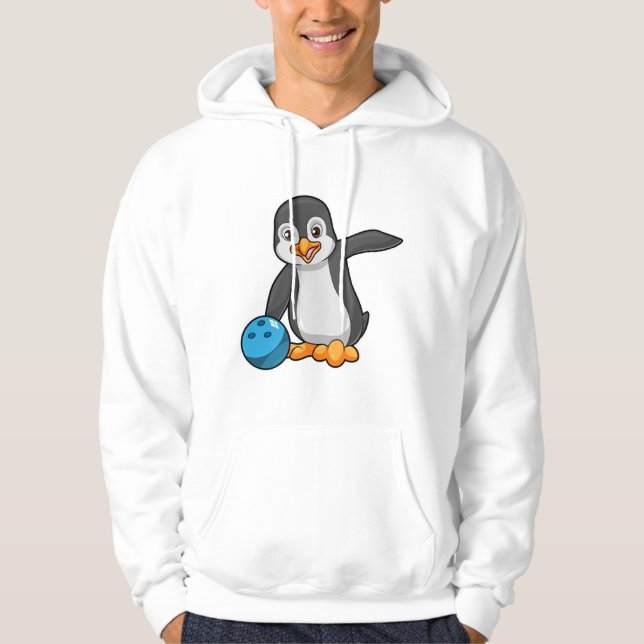 Penguin at Bowling with Bowling ball Hoodie (Front)