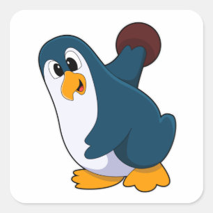 Penguin at Bowling with Bowling ball Square Sticker